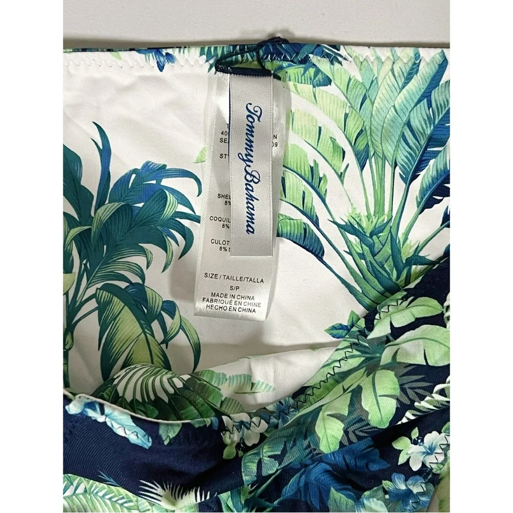 Tommy Bahama White Navy Blue Palm Tree Reversible Bikini Bottoms Size S 💙🌴✨ - Picture 6 of 8